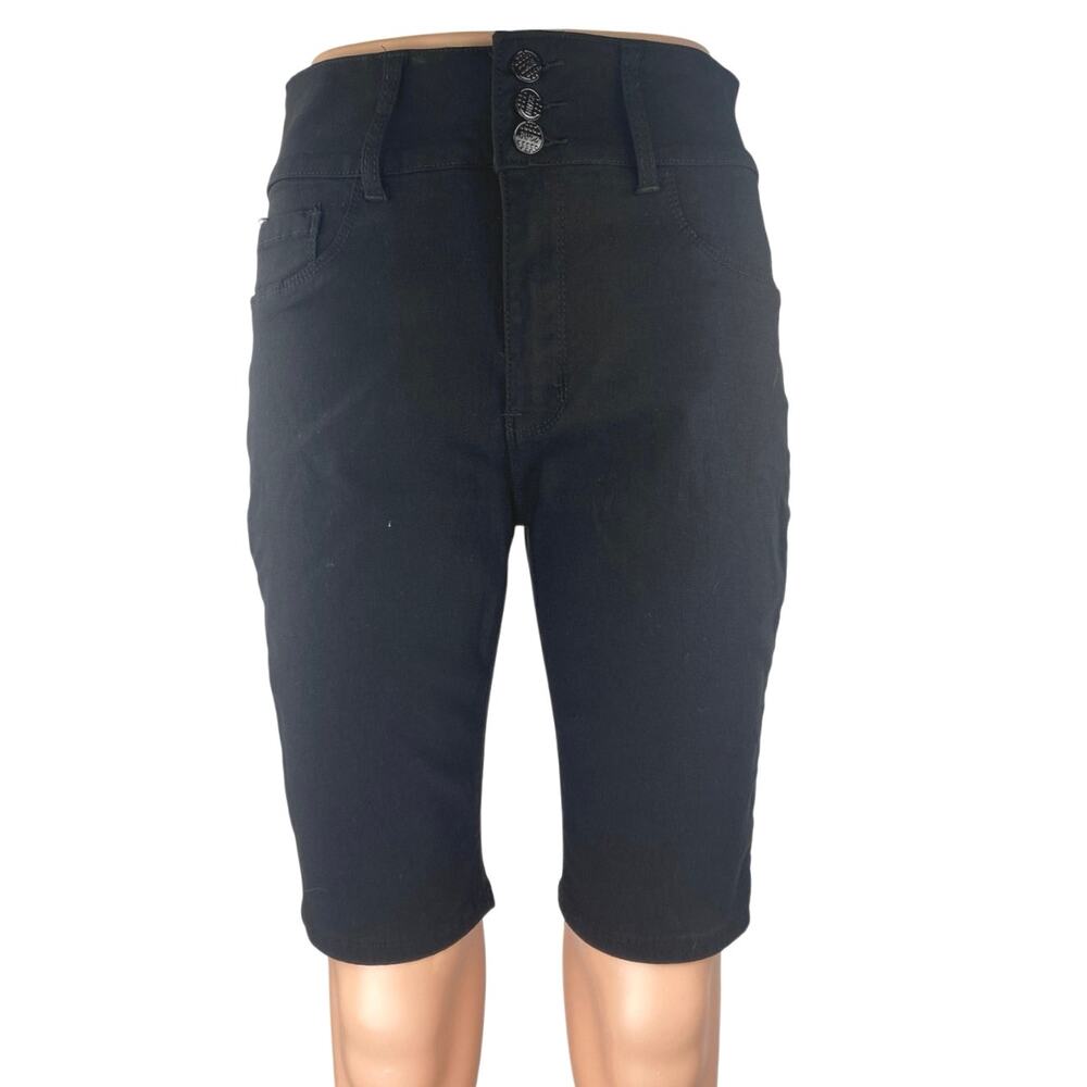 Buzz Jeans Women's Black High Waist Slim Fit Skinny Denim jeans Bermuda Short L